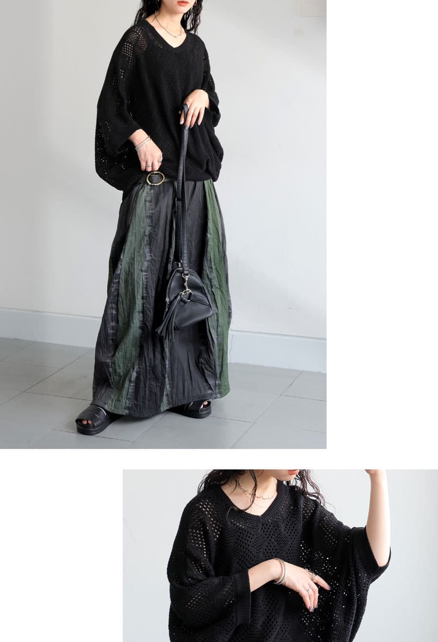 イエベ春/イエベ秋服　透かし編みゆったりニット