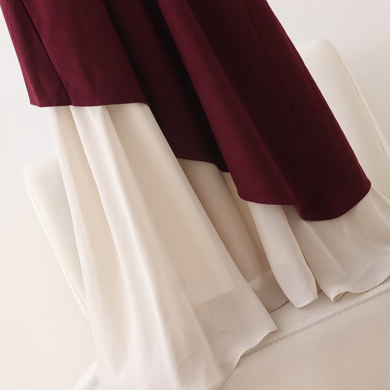 イエベ春/イエベ秋服　アシンメトリー重ね切替ワンピース