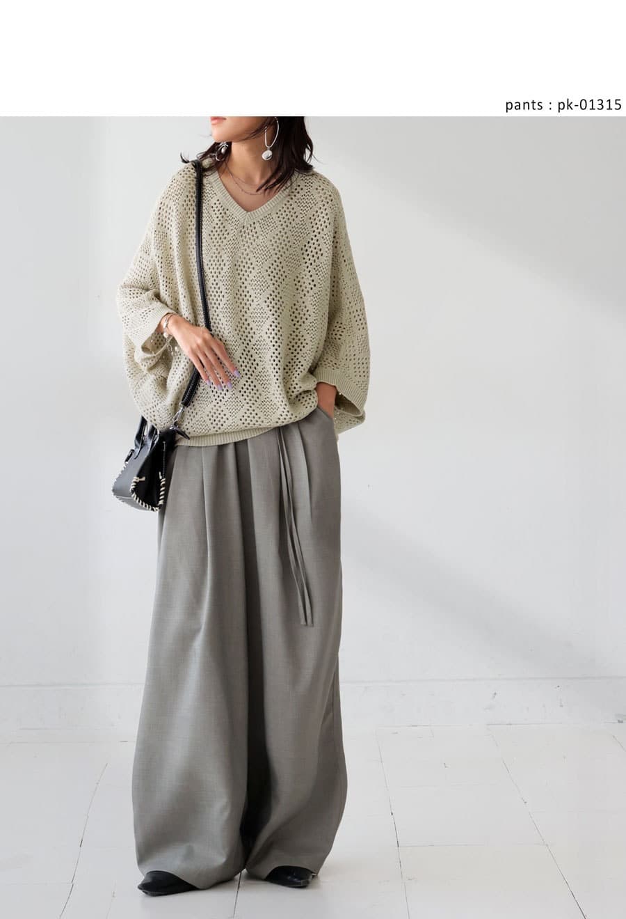 イエベ春/イエベ秋服　透かし編みゆったりニット