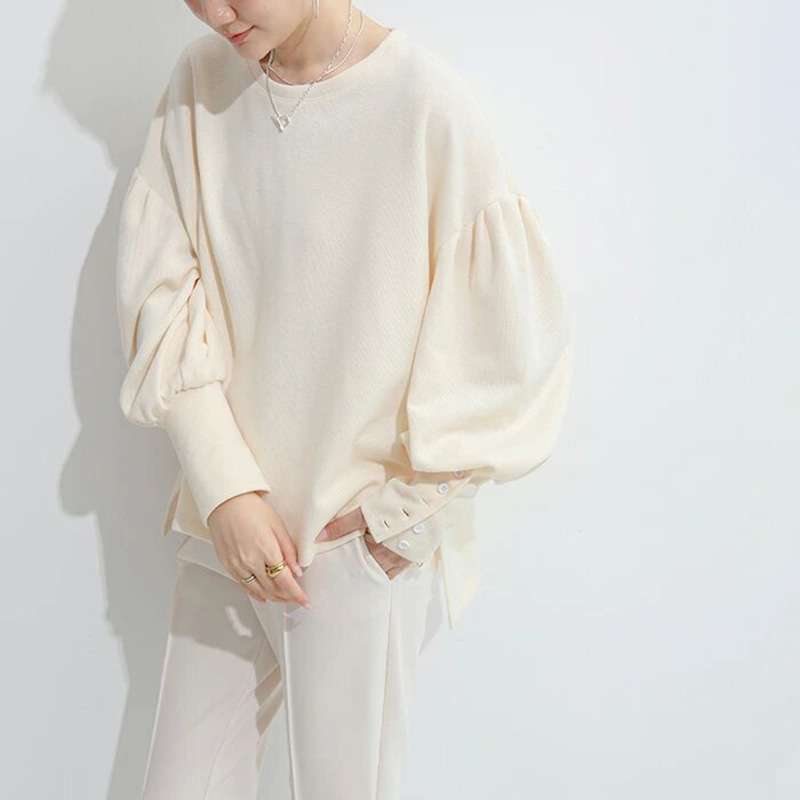 イエベ春/イエベ秋服　ボリューム袖ボタン付きプルオーバー