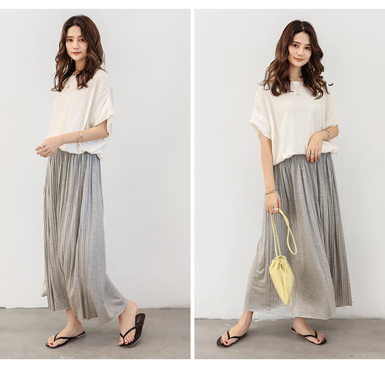 イエベ春/イエベ秋服　優雅な揺れ感 ロングプリーツスカート