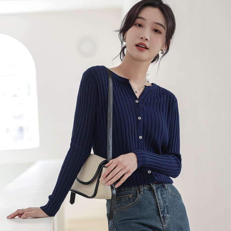 イエベ春/イエベ秋服　リブ編みカーディガン