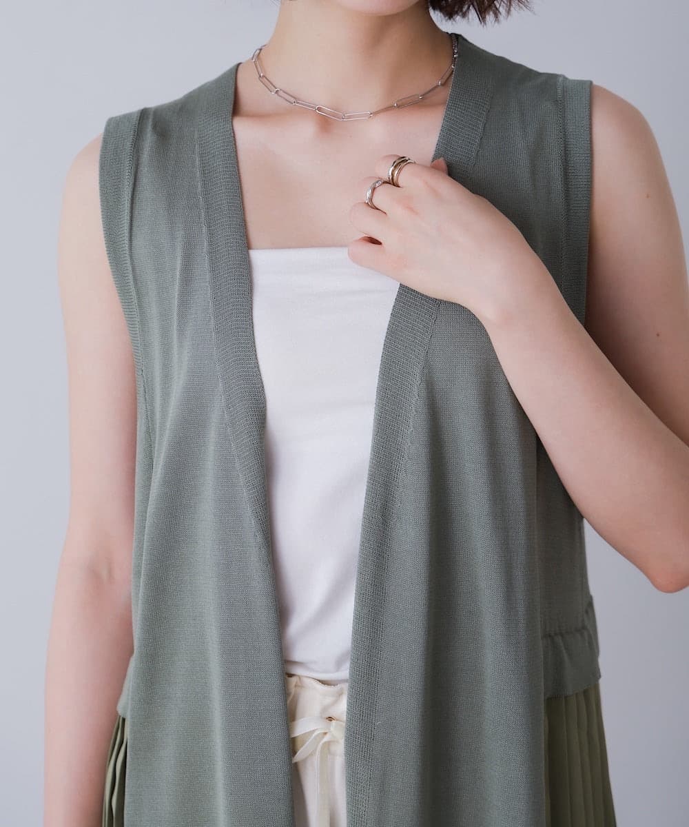 イエベ春/イエベ秋服　プリーツ切替ロングベスト