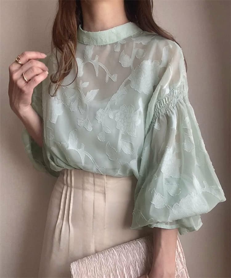 イエベ春/イエベ秋服　花影シアーブラウス