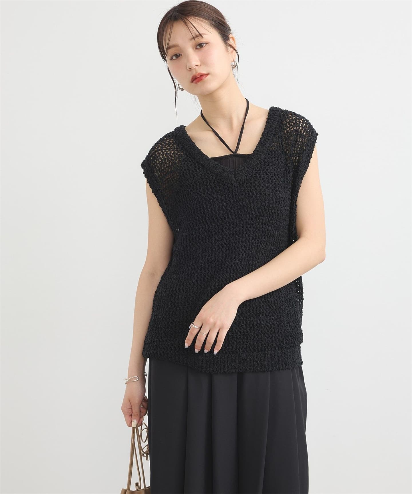 イエベ春/イエベ秋服　透かし編みニットベスト