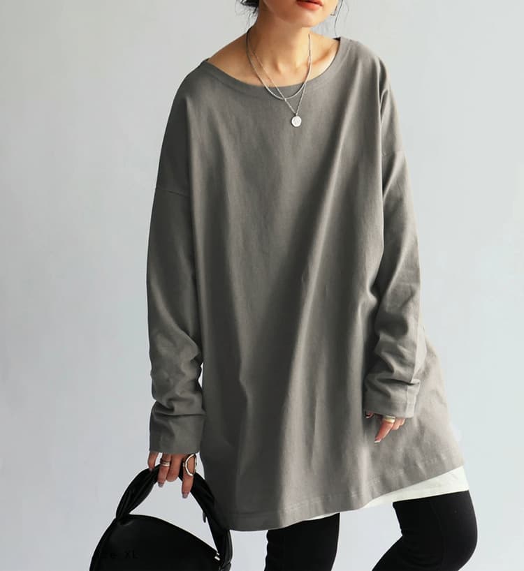 イエベ春/イエベ秋服　ゆったりオーバーサイズ長袖ロングスウェット