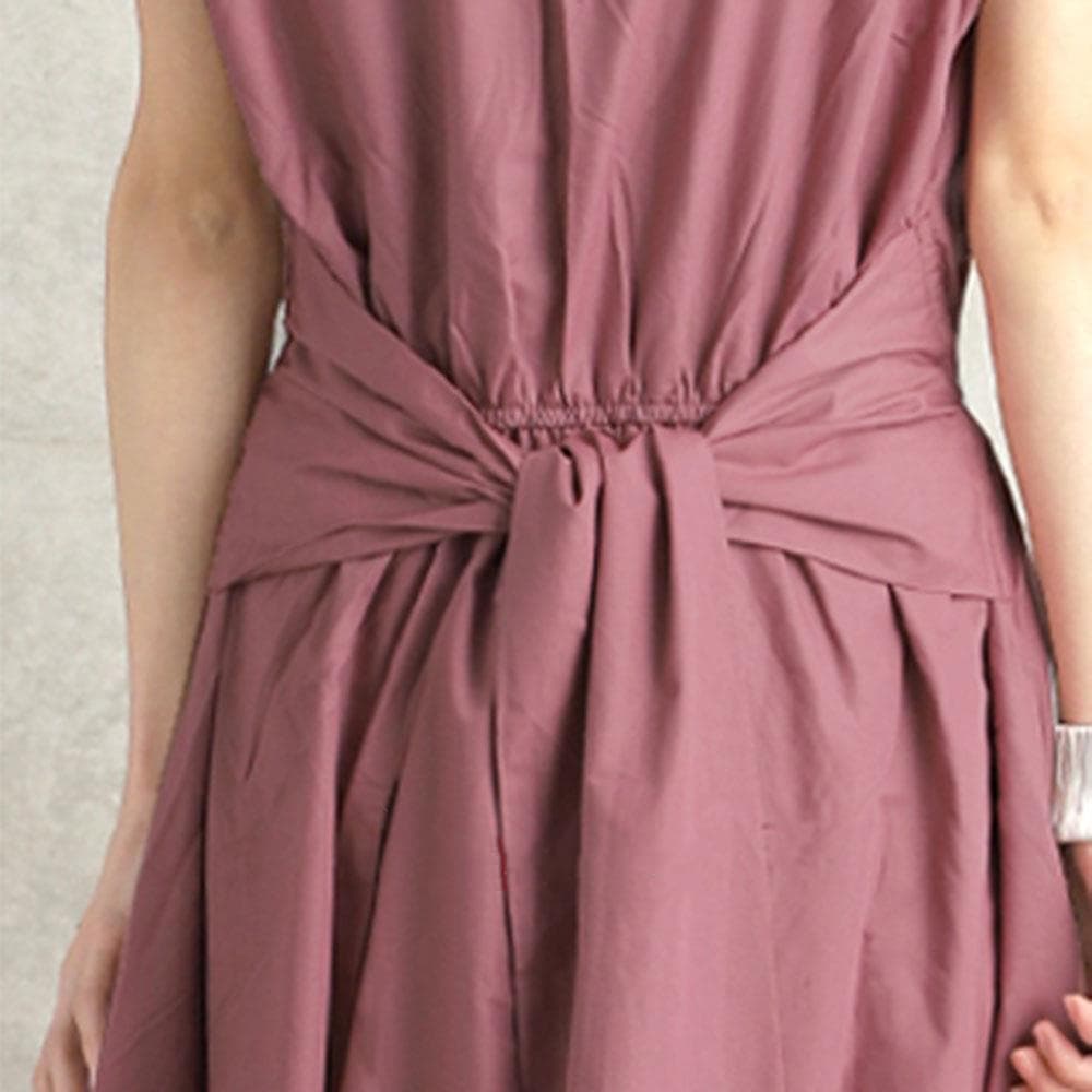 イエベ春/イエベ秋服　優美なリボン結びマキシワンピース