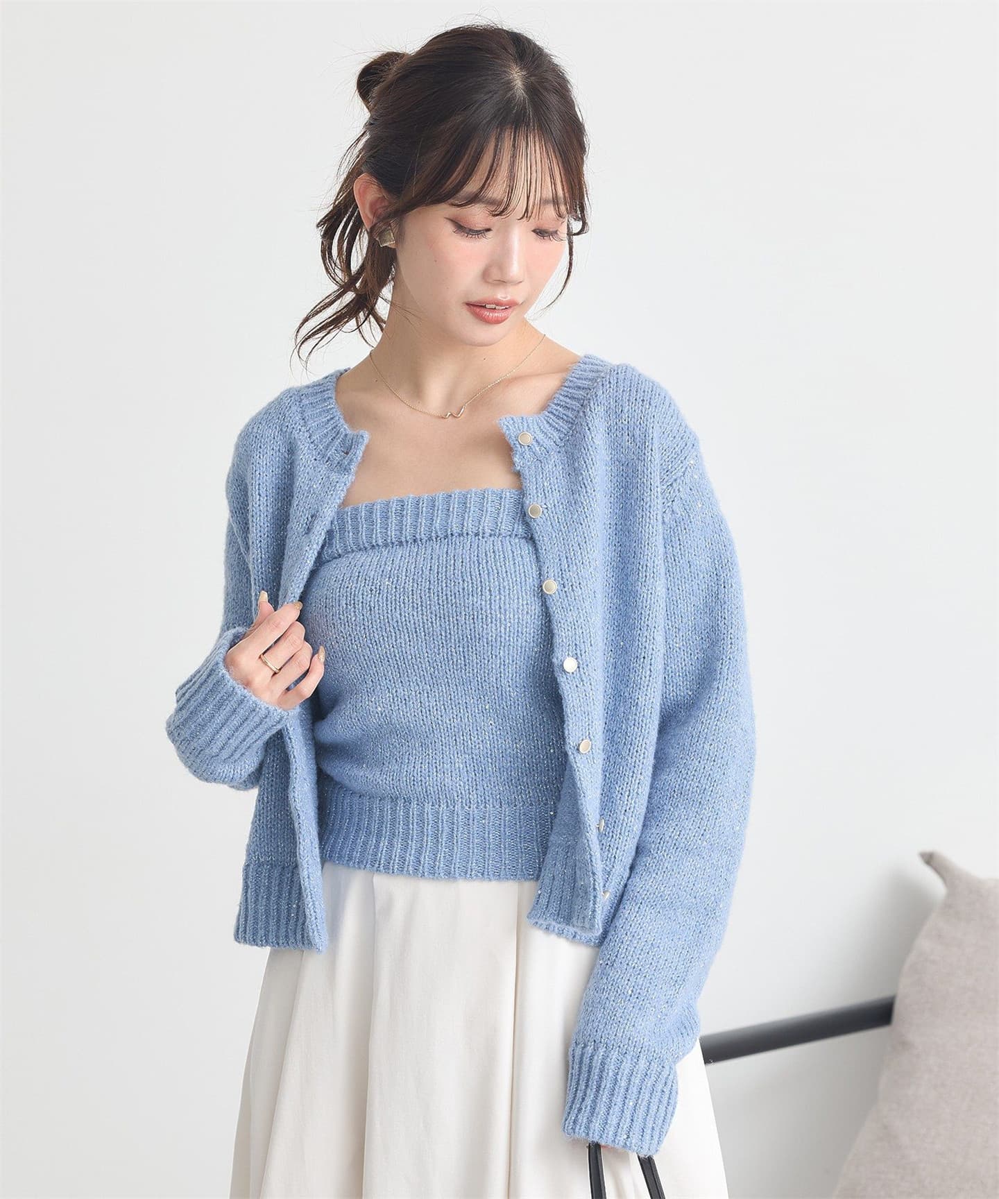 イエベ春/イエベ秋服　スクエアネックニットアンサンブルセット