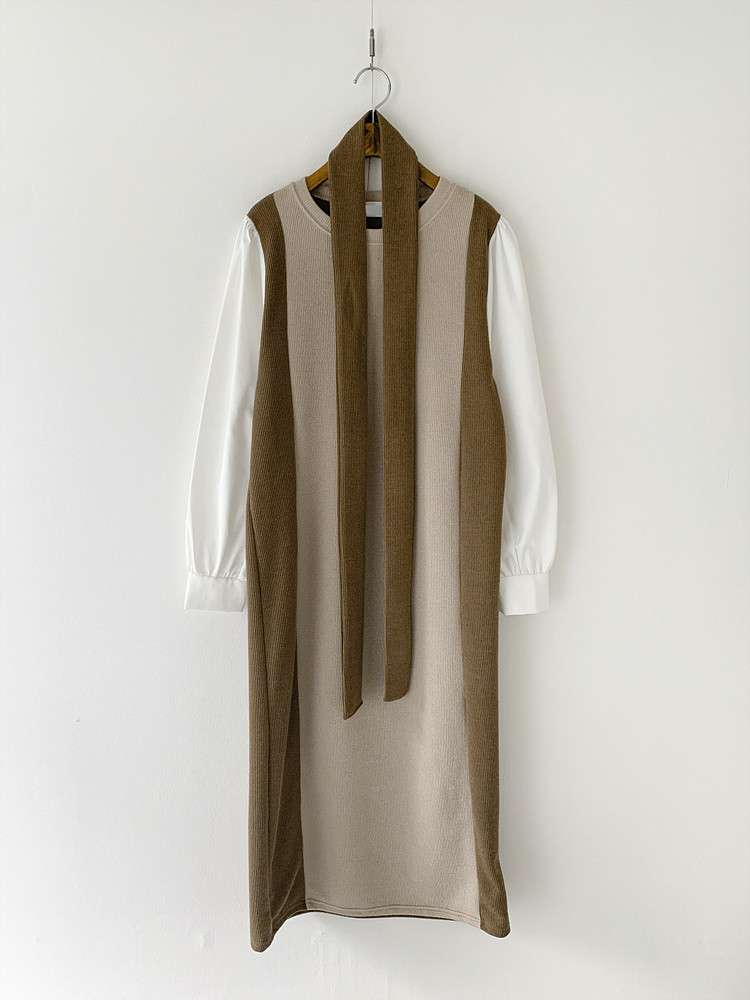 イエベ春/イエベ秋服　フリル袖レイヤードワンピース