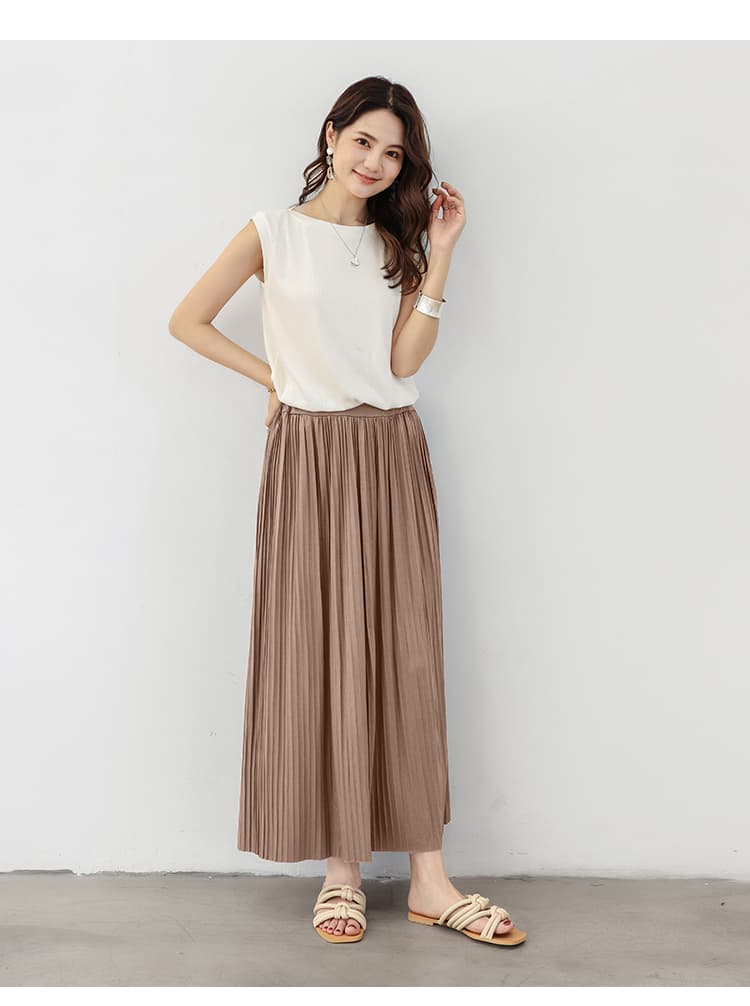 イエベ春/イエベ秋服　優雅な揺れ感 ロングプリーツスカート