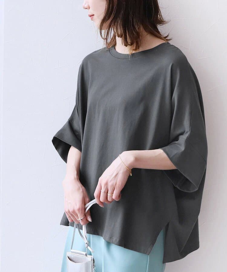 イエベ春/イエベ秋服　ゆったりシルエット五分袖カットソー