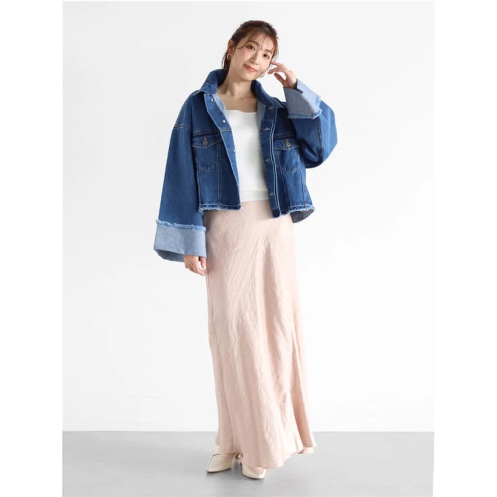 イエベ春/イエベ秋服　ゆったり裾デニムジャケット