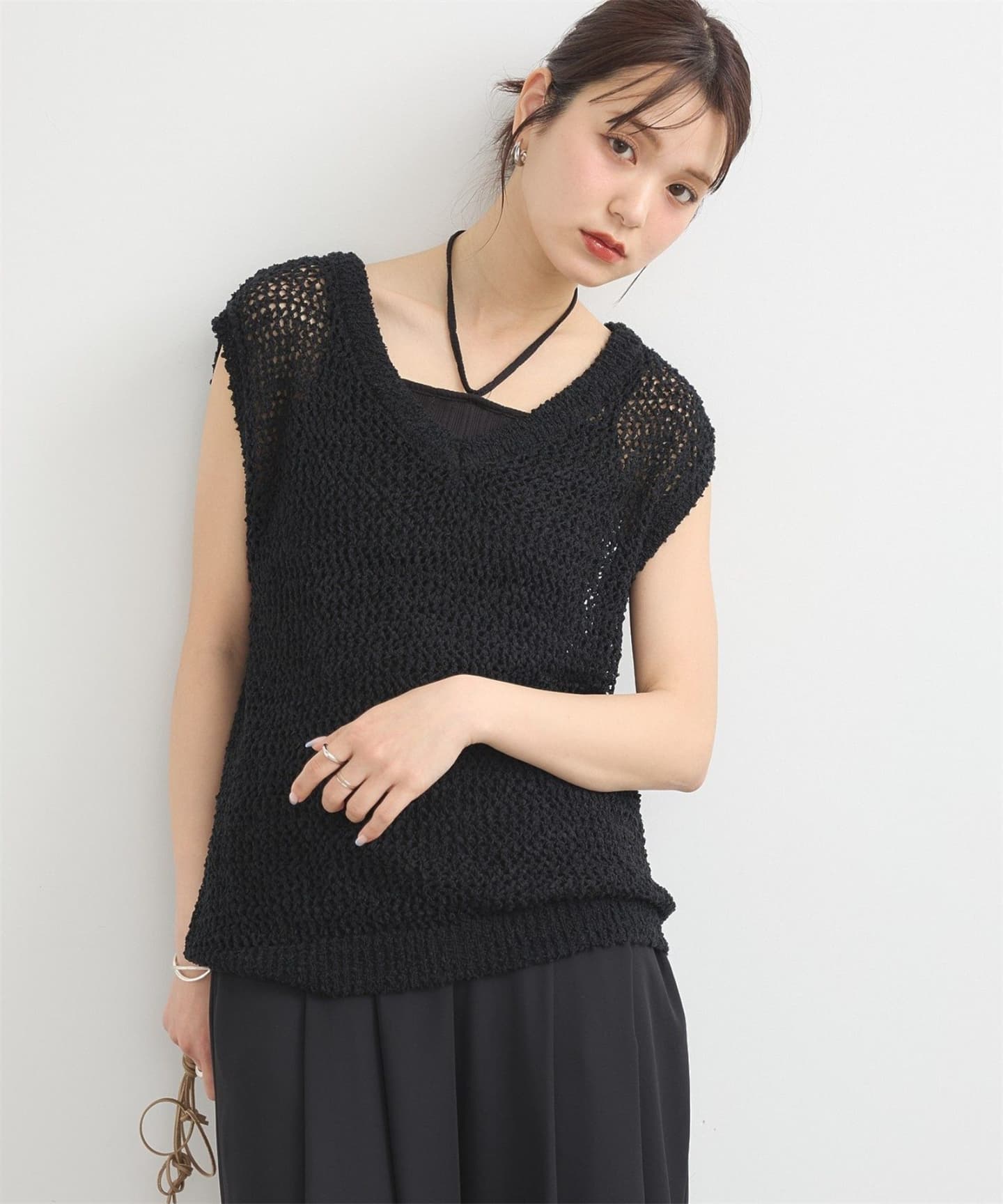 イエベ春/イエベ秋服　透かし編みニットベスト