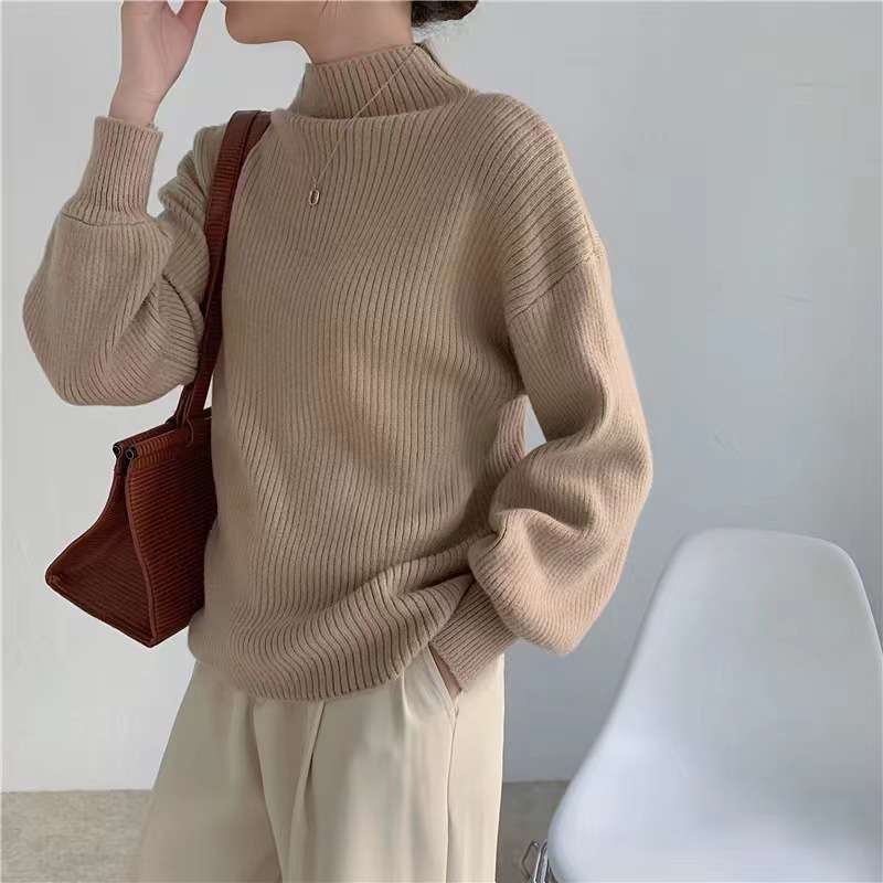 イエベ春/イエベ秋服　リブ編みタートルネックセーター