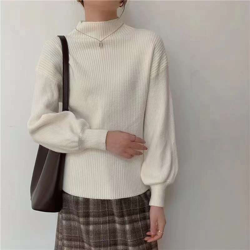 イエベ春/イエベ秋服　リブ編みタートルネックセーター