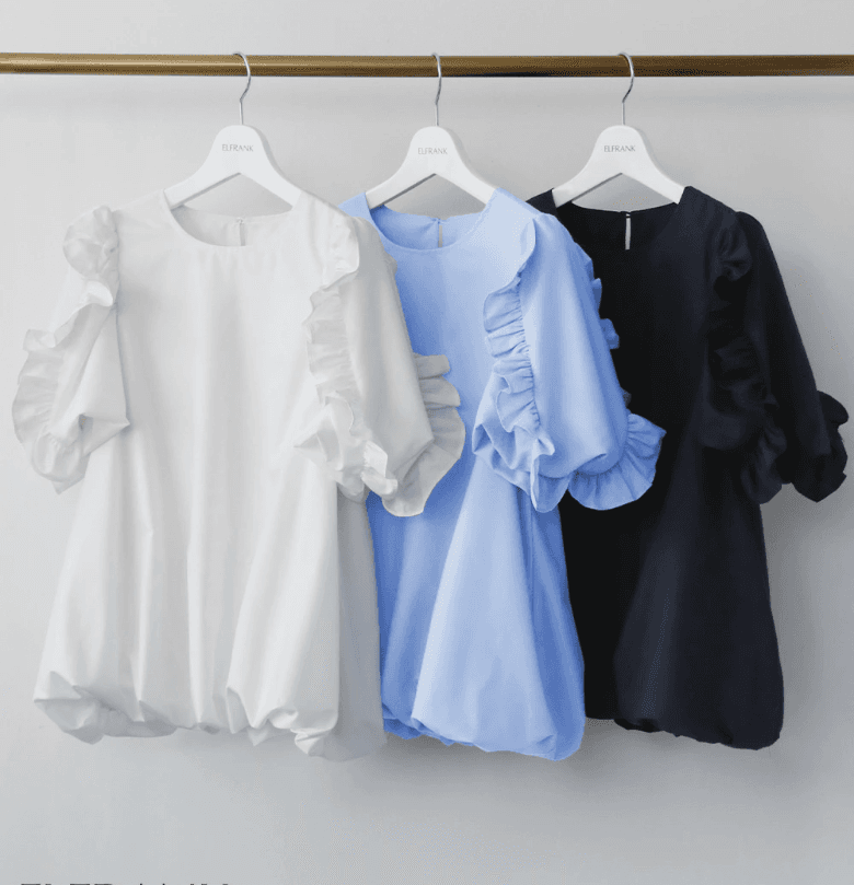 イエベ春服　華やか袖フリルゆったりブラウス