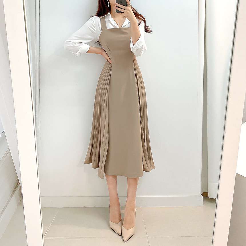 イエベ春/イエベ秋服　エレガントプリーツワンピース