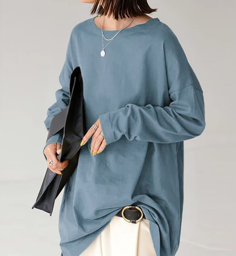 イエベ春/イエベ秋服　ゆったりオーバーサイズ長袖ロングスウェット