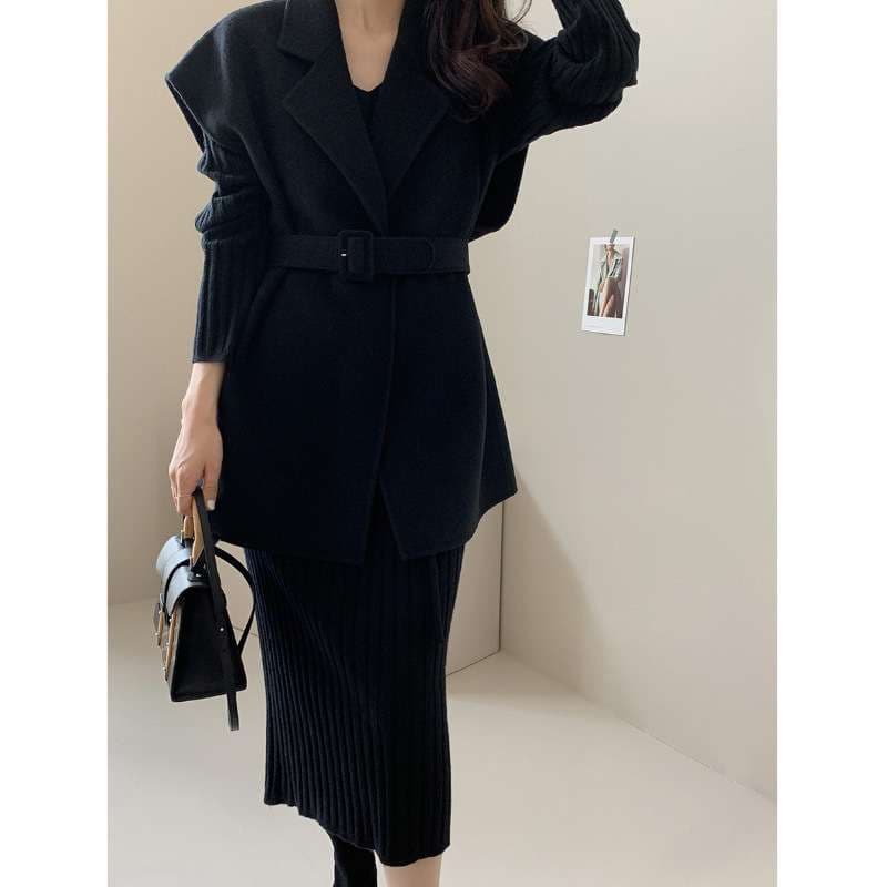 イエベ春/イエベ秋服　ベルト付きベストジャケット