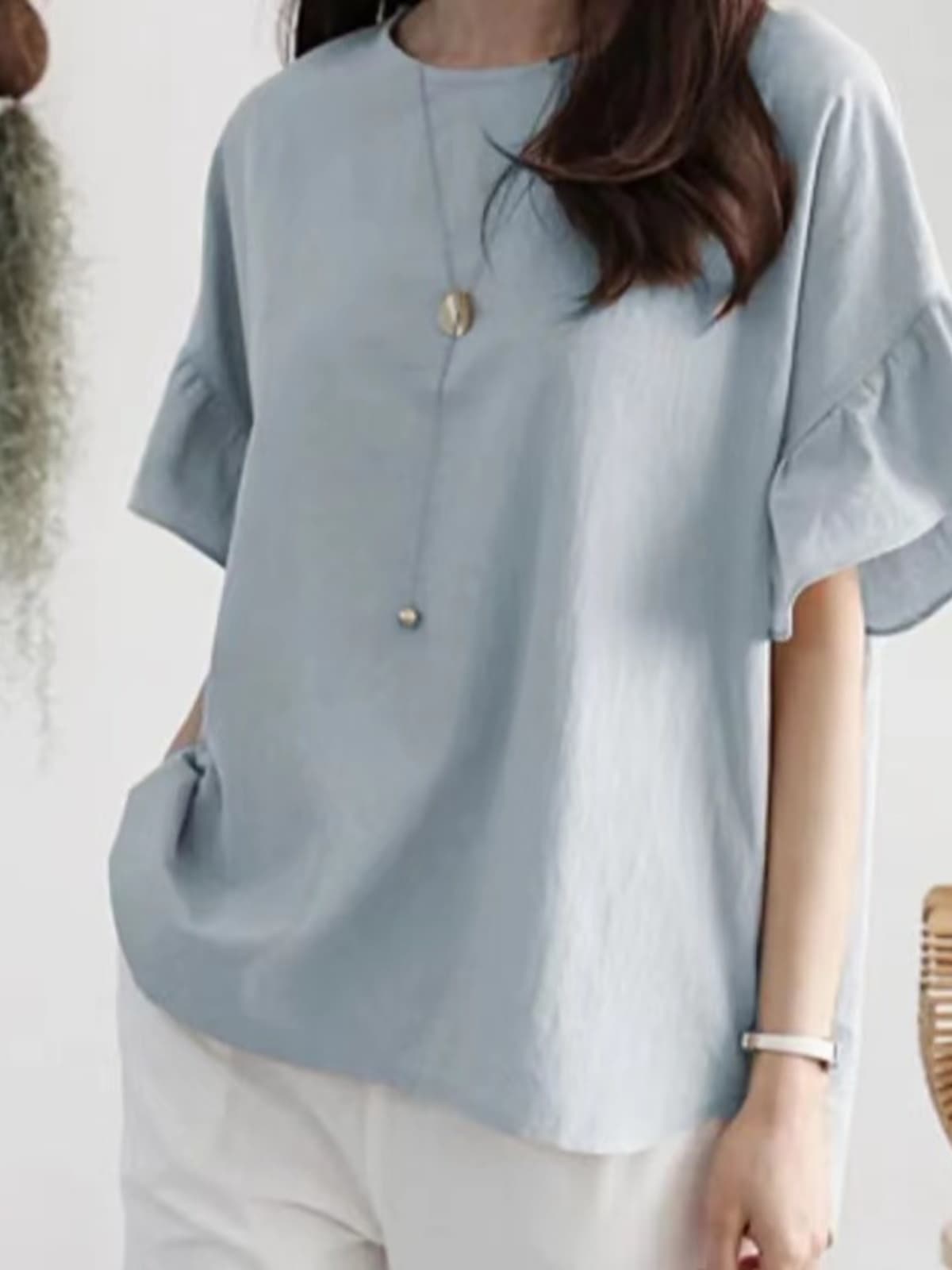 イエベ春/イエベ秋服　フリル袖フォーマルデザインゆったりトップス