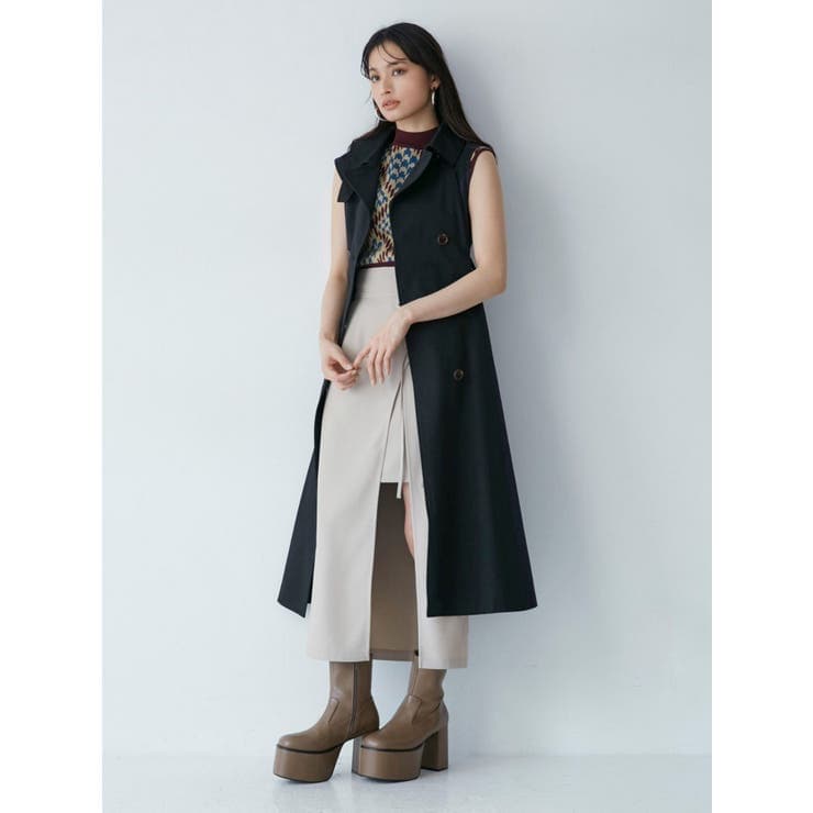 イエベ春/イエベ秋服　編み上げスリットスカート