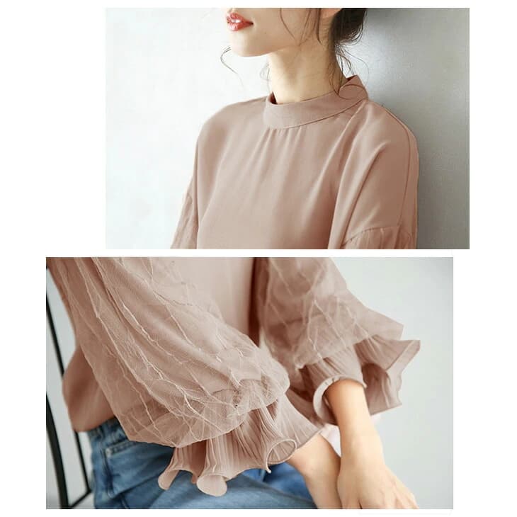 イエベ春/イエベ秋服　シアーボリューム袖ブラウス