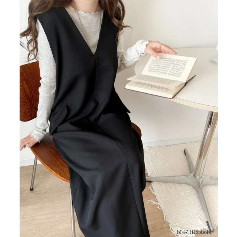 イエベ秋服　シンプル一枚仕立てベストワンピース
