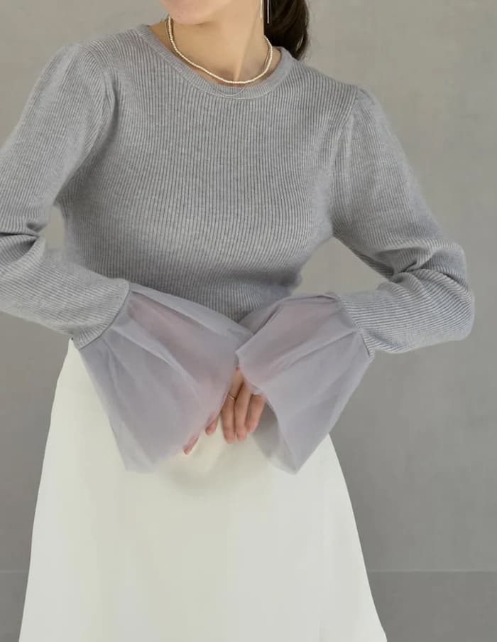 イエベ春/イエベ秋服　シフォンフレア袖ブラウス