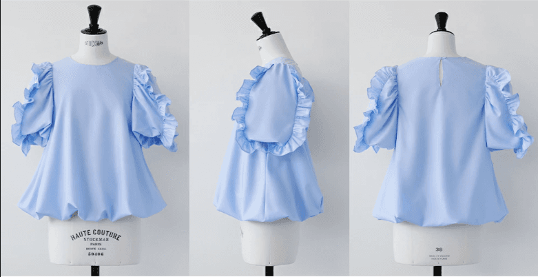 イエベ春服　華やか袖フリルゆったりブラウス