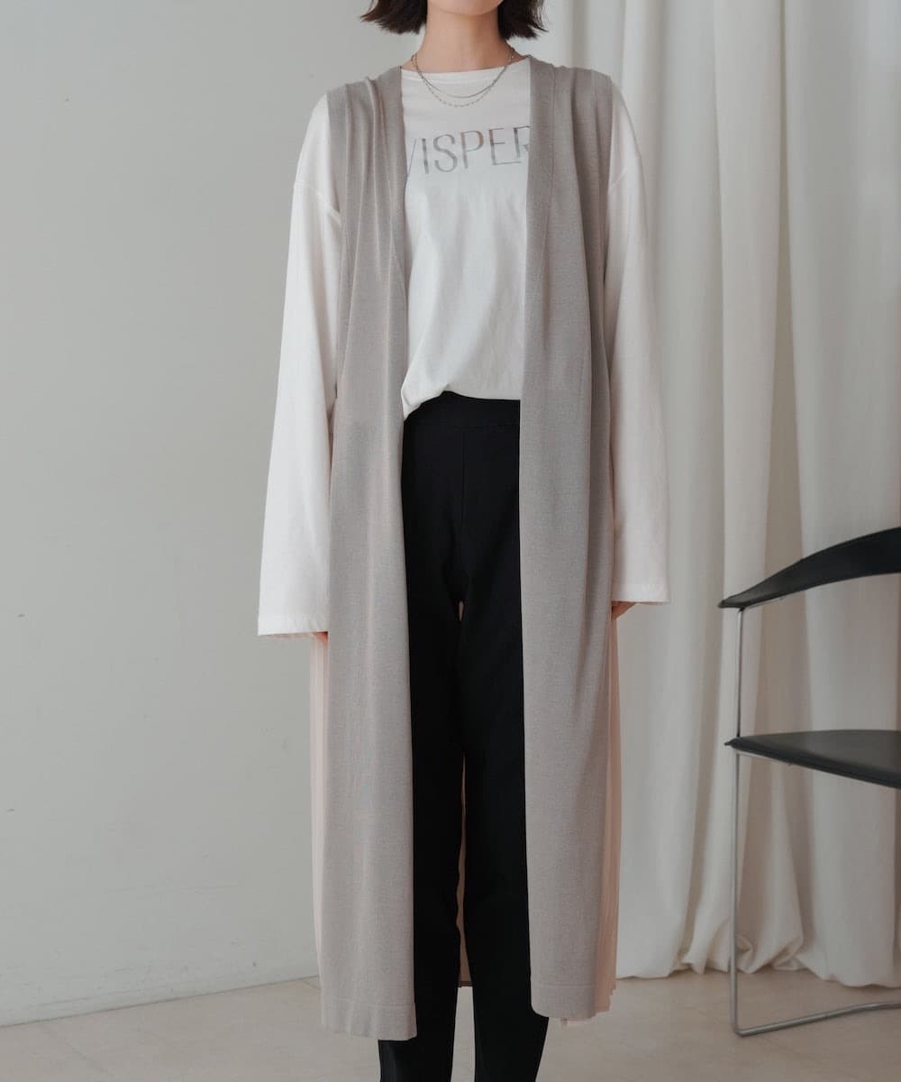 イエベ春/イエベ秋服　プリーツ切替ロングベスト