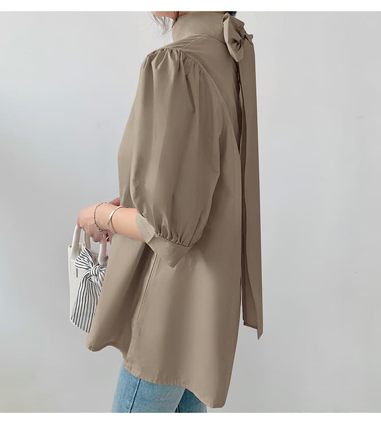 イエベ春/イエベ秋服　優美リボン ハイネックブラウス