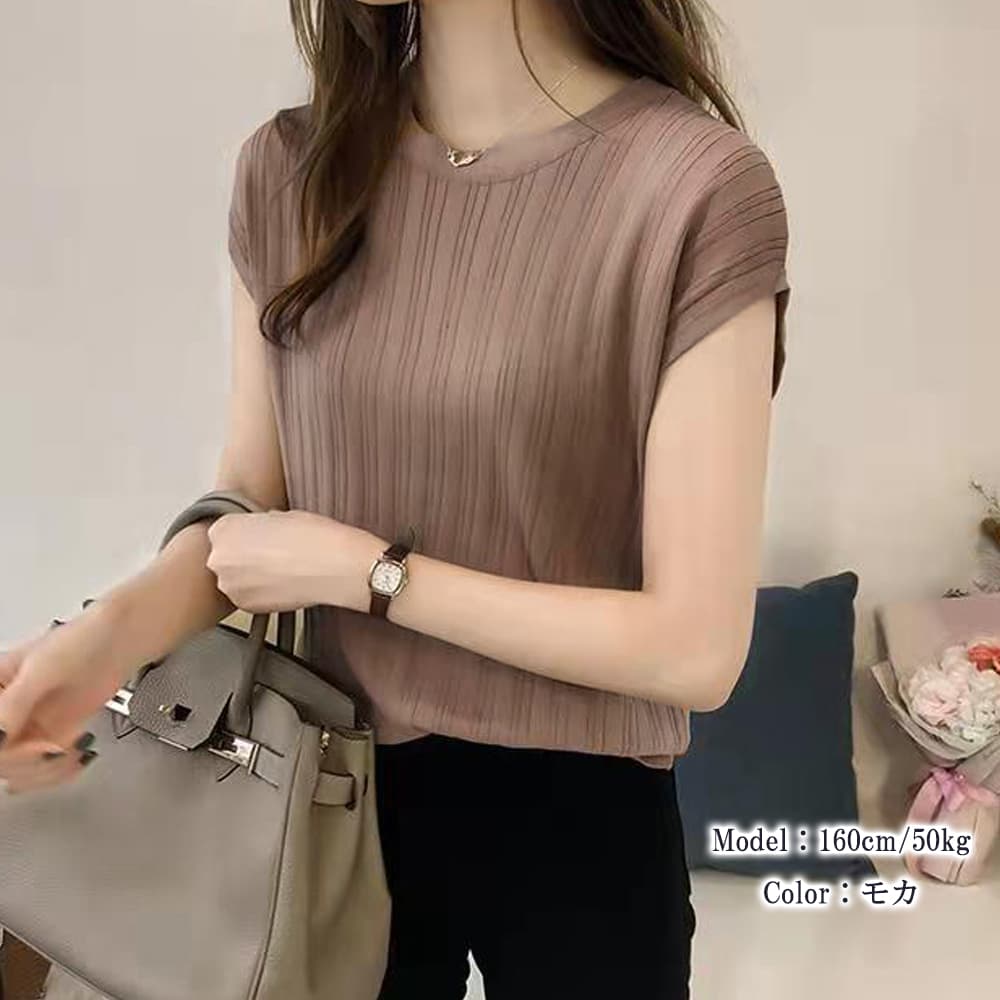 イエベ春/イエベ秋服　フレンチ袖 縦縞デザイン