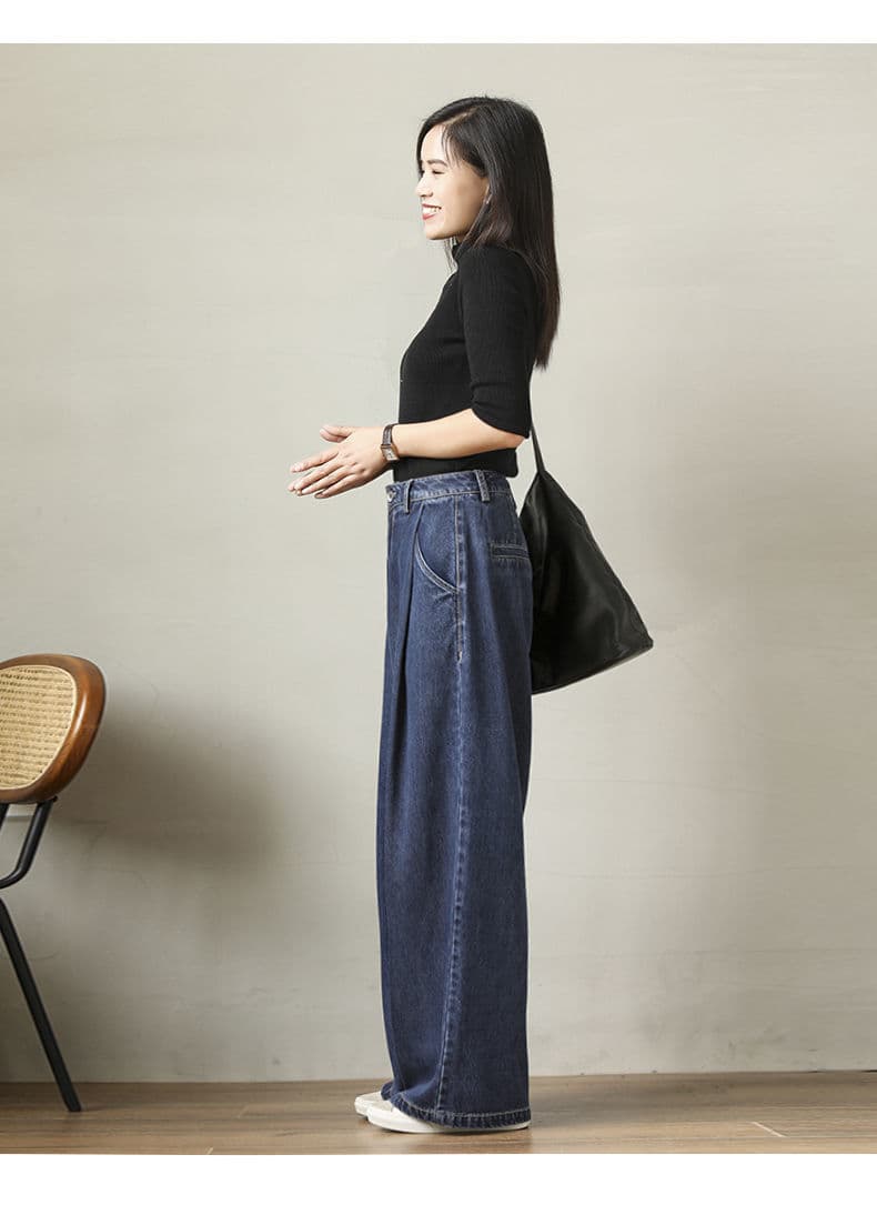 イエベ秋服　　タック入りデニムワイドパンツ