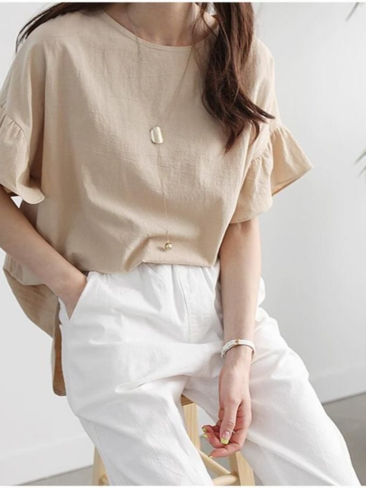 イエベ春/イエベ秋服　フリル袖フォーマルデザインゆったりトップス