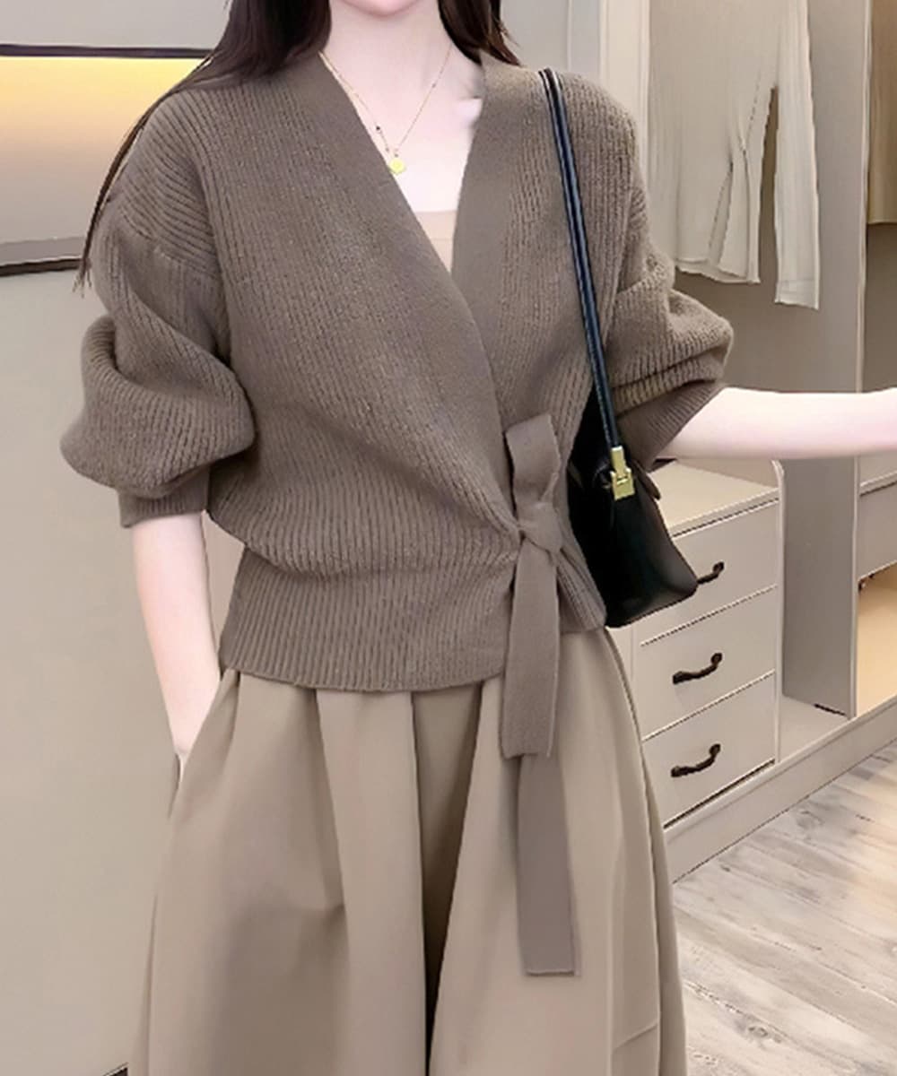 イエベ春/イエベ秋服　韓国風カシュクールニット レディース