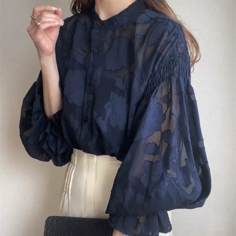 イエベ春/イエベ秋服　花影シアーブラウス