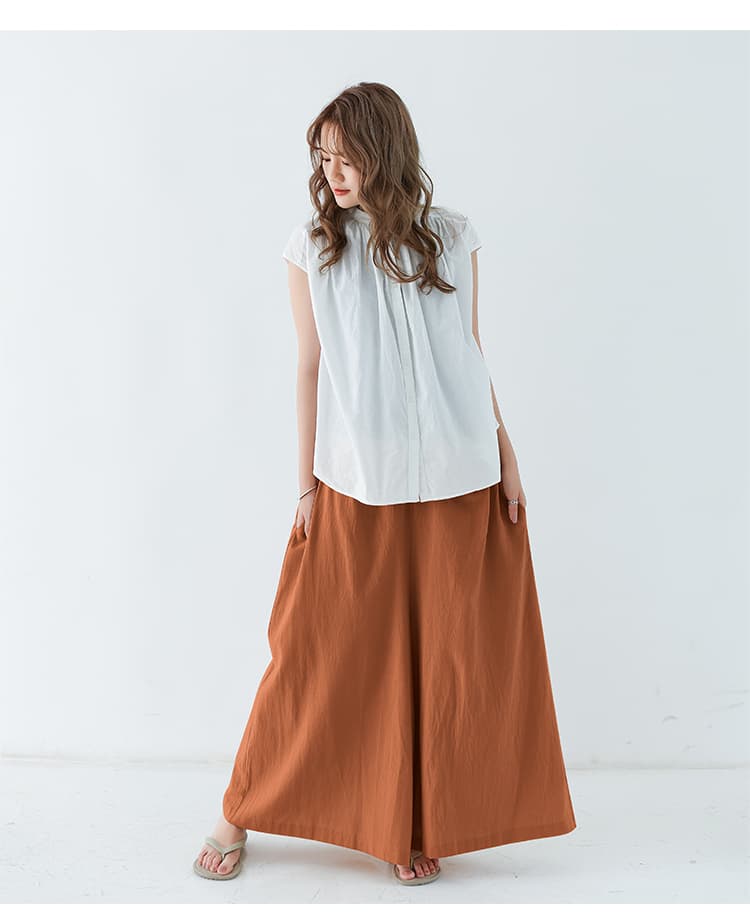 イエベ春/イエベ秋服　ゆったり優雅な麻混フレアパンツ
