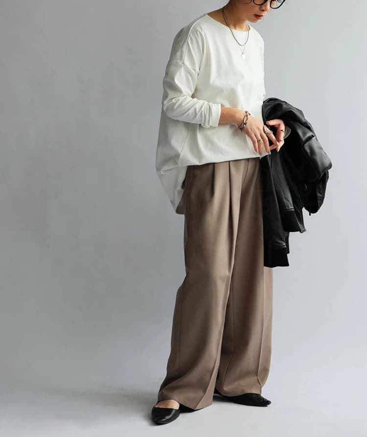 イエベ春/イエベ秋服　ゆったりオーバーサイズ長袖ロングスウェット