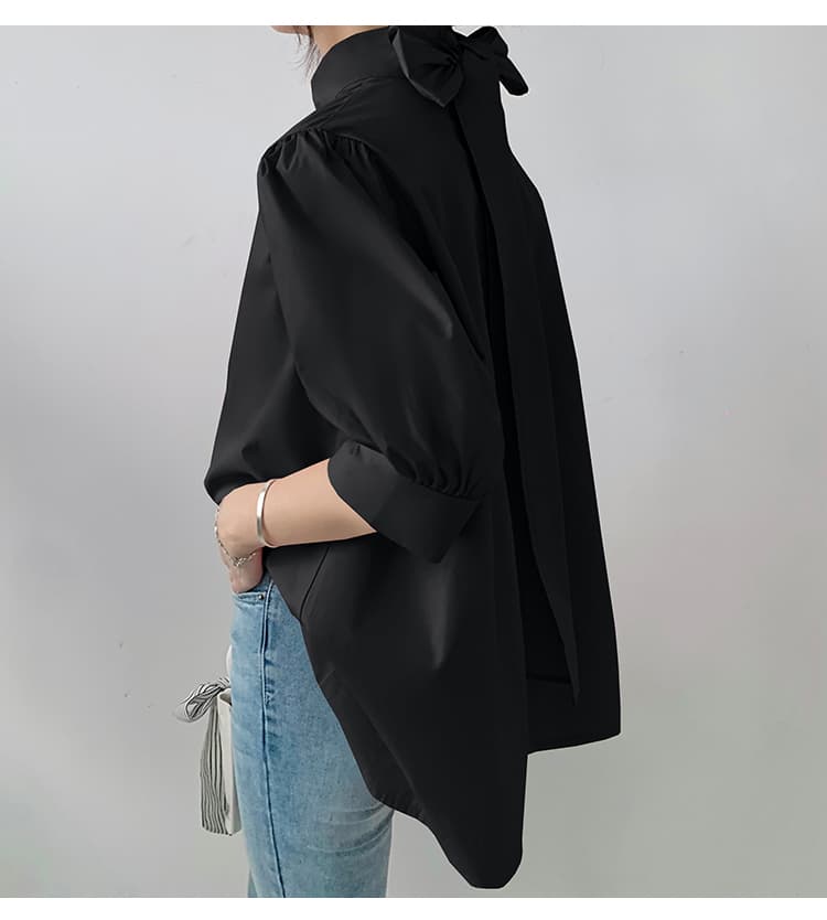 イエベ春/イエベ秋服　優美リボン ハイネックブラウス