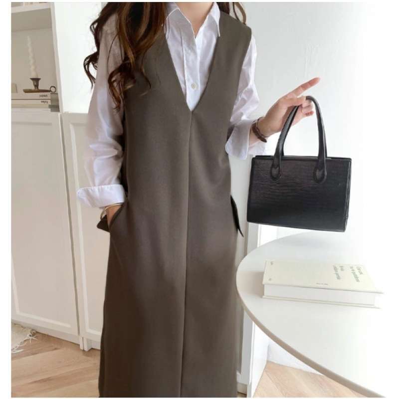 イエベ秋服　シンプル一枚仕立てベストワンピース