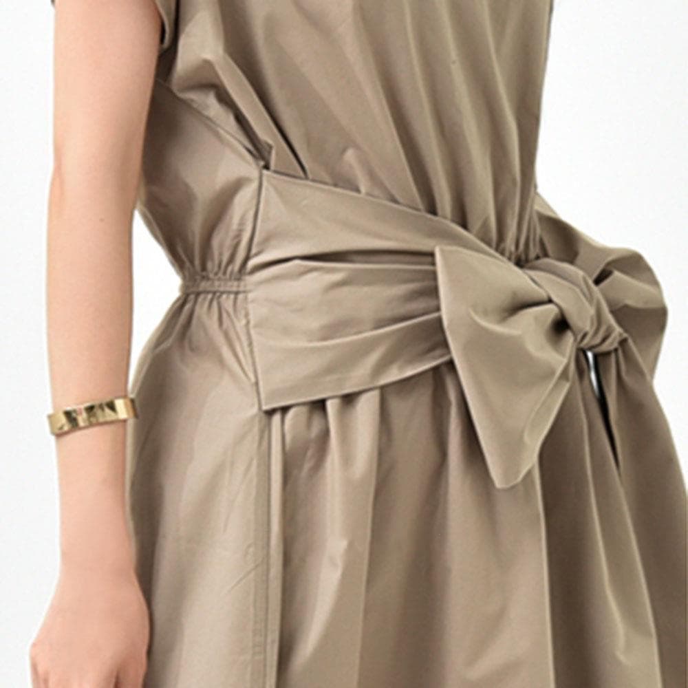 イエベ春/イエベ秋服　優美なリボン結びマキシワンピース