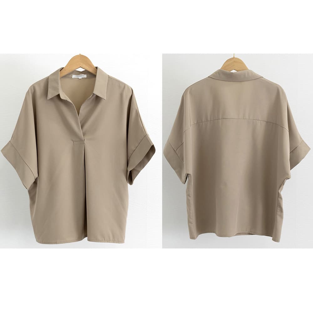 イエベ春/イエベ秋服　とろみ素材スキッパーシャツ ブラウス