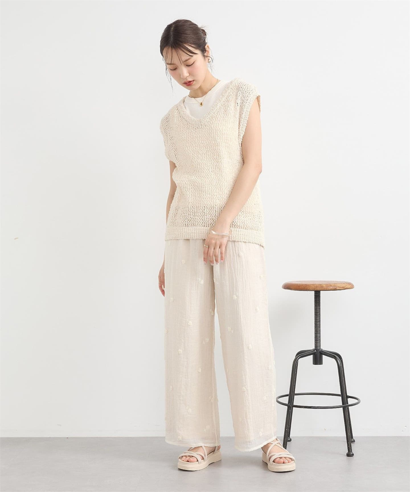 イエベ春/イエベ秋服　透かし編みニットベスト