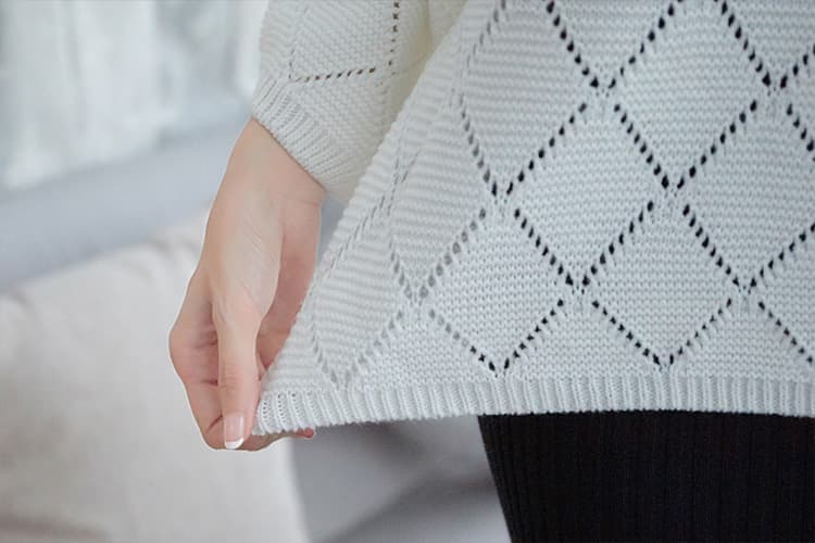 イエベ春/イエベ秋服　編み デザインニットプルオーバー