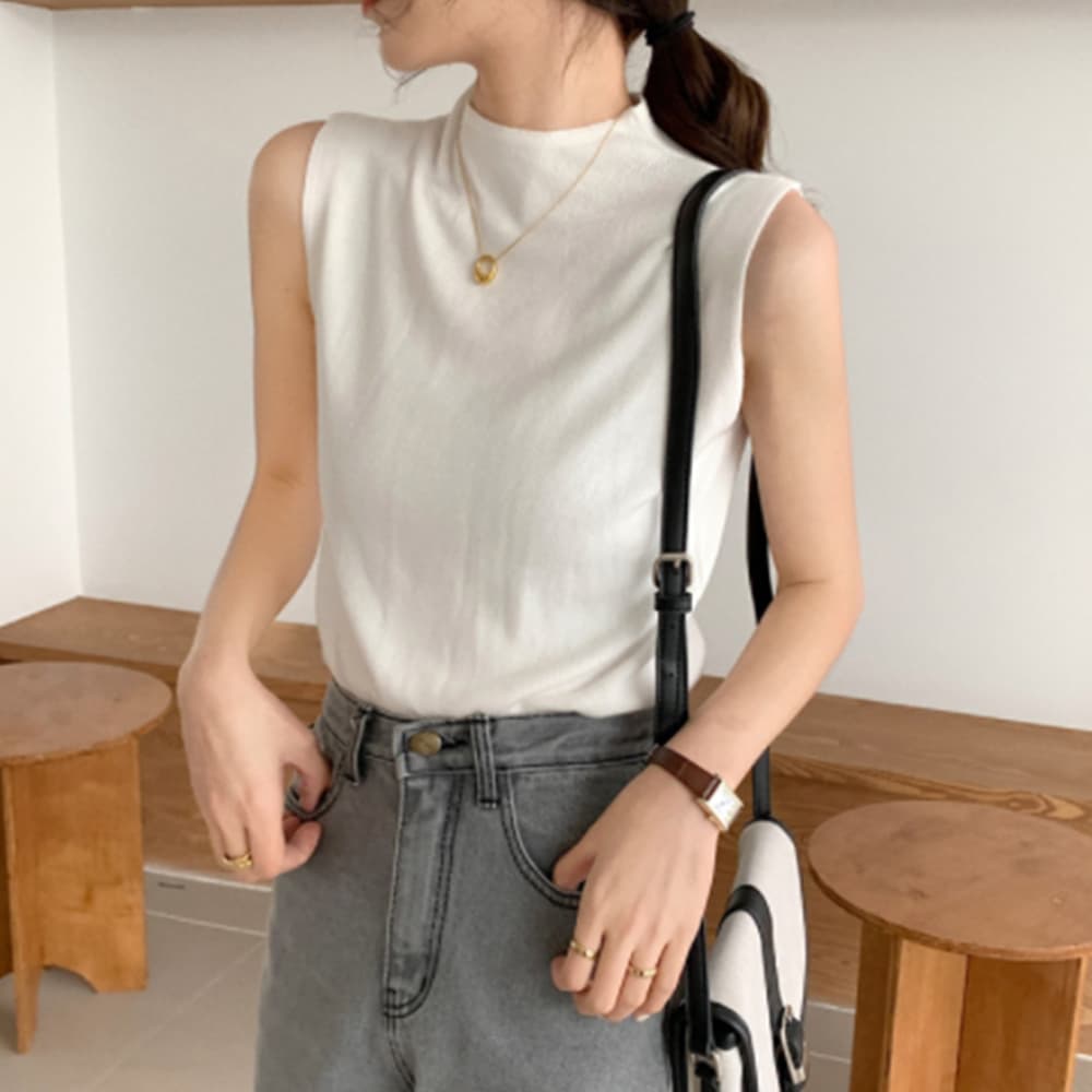 イエベ春/イエベ秋服　プチハイネック サマーニット タンクトップ
