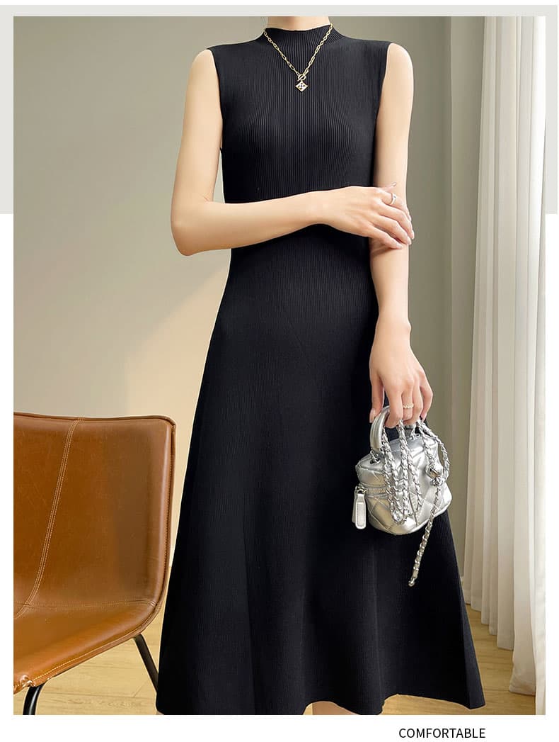 イエベ秋服　すっきり着こなせる リブニットワンピース