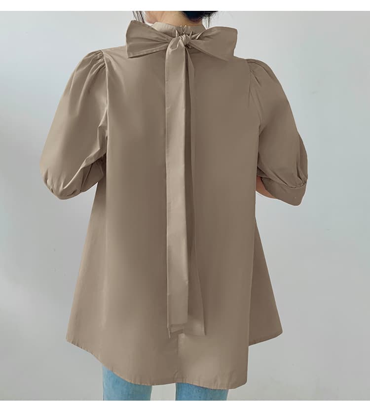 イエベ春/イエベ秋服　優美リボン ハイネックブラウス