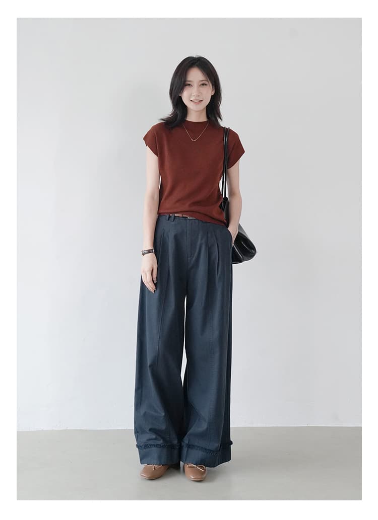 イエベ春/イエベ秋服　ほっそり見せ長身キャップスリーブ