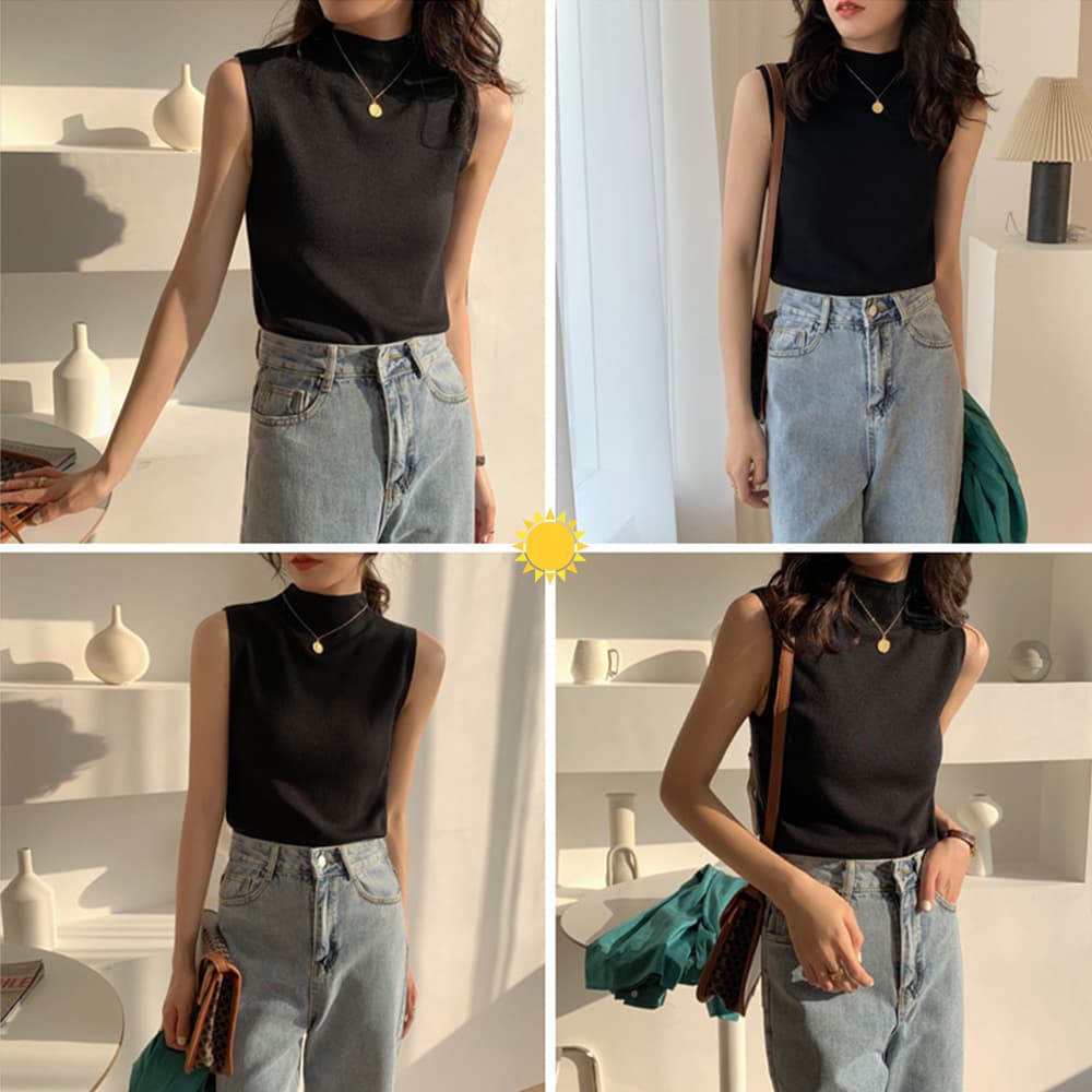 イエベ春/イエベ秋服　プチハイネック サマーニット タンクトップ