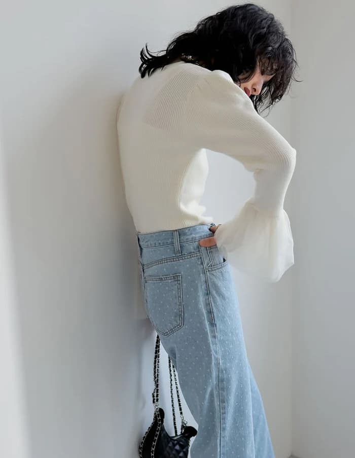 イエベ春/イエベ秋服　シフォンフレア袖ブラウス